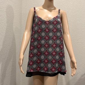 Torrid floral burgundy, black and grey patterned blouse